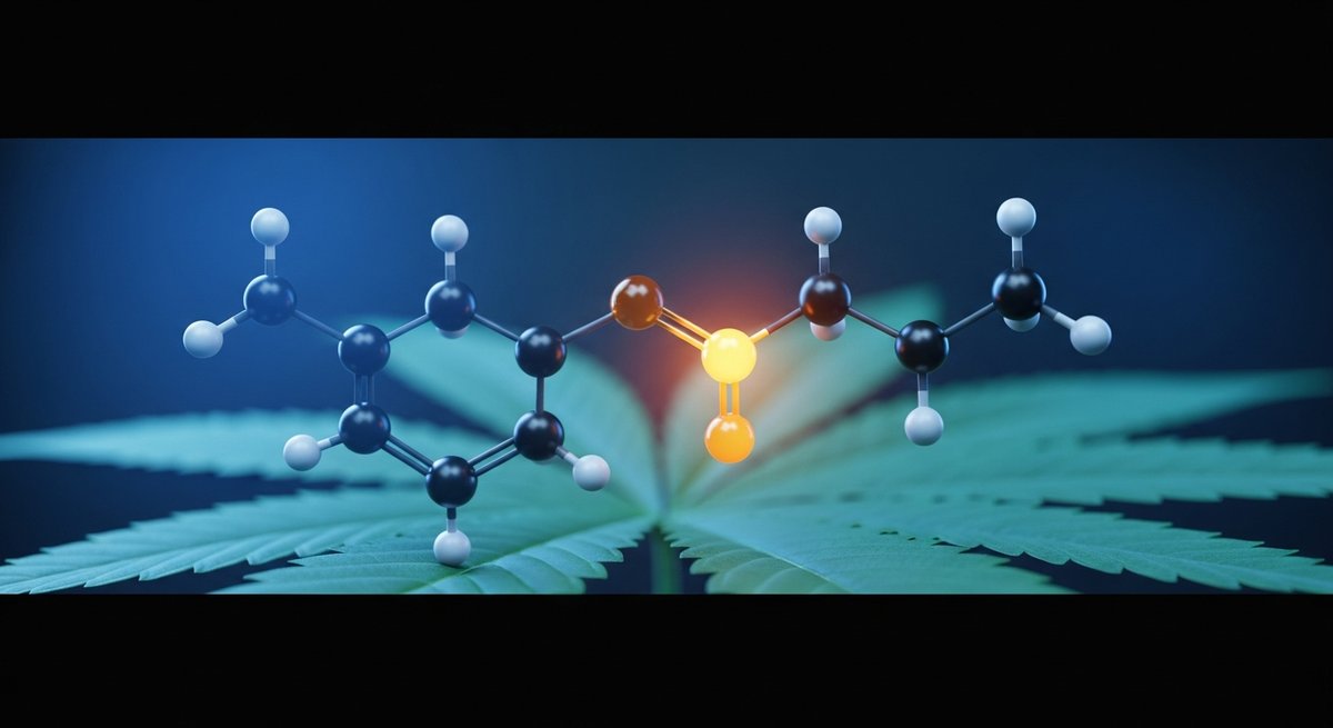 What is Delta 9 THC? 11 Photorealistic 3D molecular structure of Delta 9 THC with highlighted carbon chain double bond
