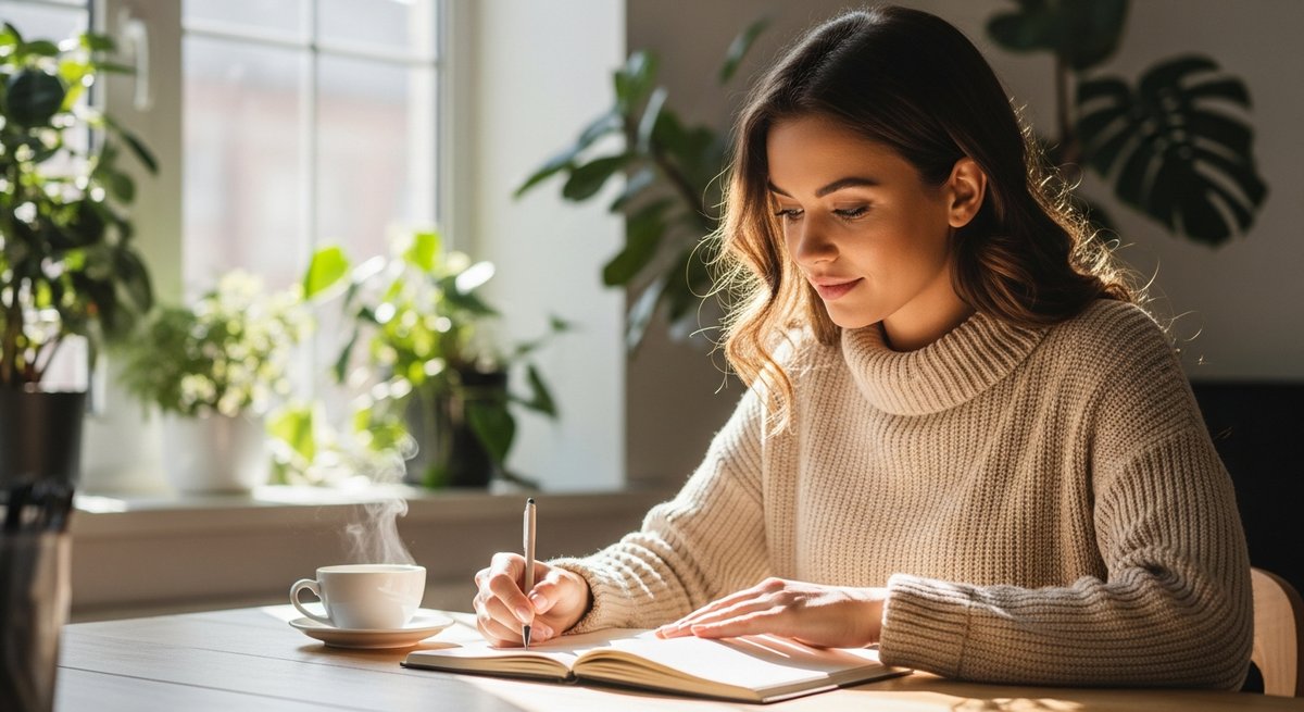 Do-Si-Dos strain vs Animal Cookies strain — Which Is Right for You? 6 Focused young woman writing in a sunlit notebook at a wooden desk, conveying alert, clear-headed energy