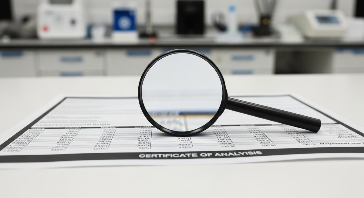 Limonene and Pinene: The Creative Terpenes in Your Vape 12 Magnifying glass over a cannabis certificate of analysis terpene profile section on a laboratory bench
