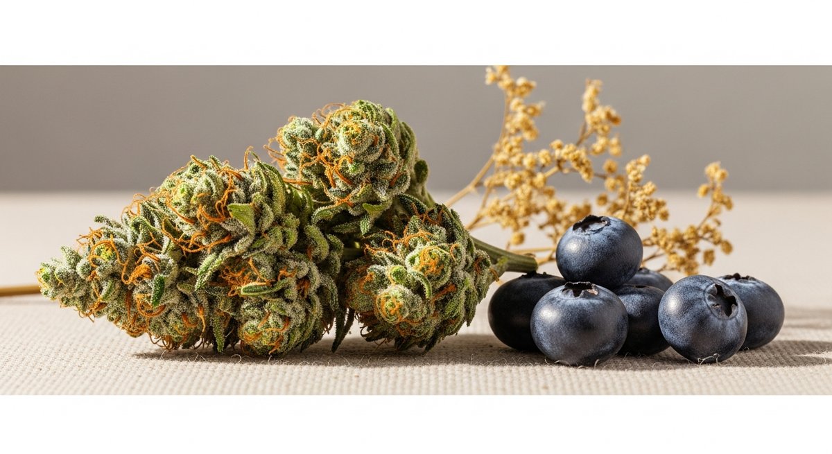 Gorilla Glue strain vs Blue Dream strain — Which Is Right for You? 5 Blue Dream cannabis bud with blueberries and haze botanicals evoking its Blueberry and Haze lineage