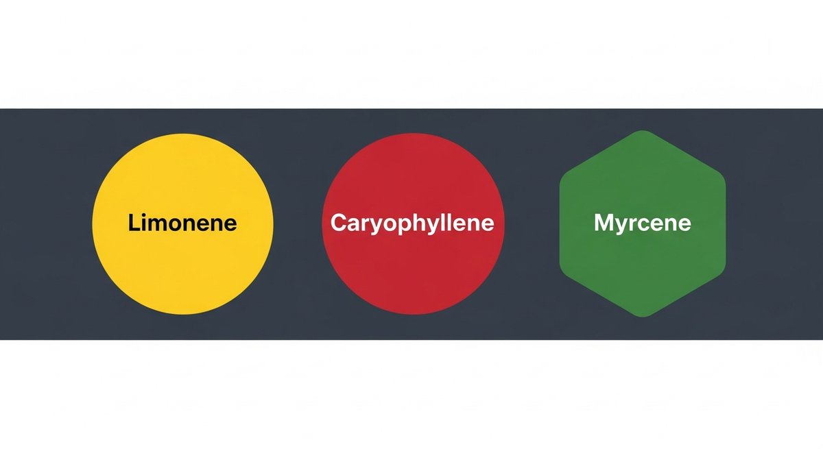 Cereal Milk Strain 2 Terpene profile graphic for Cereal Milk showing Limonene in yellow, Caryophyllene in red, and Myrcene in green.