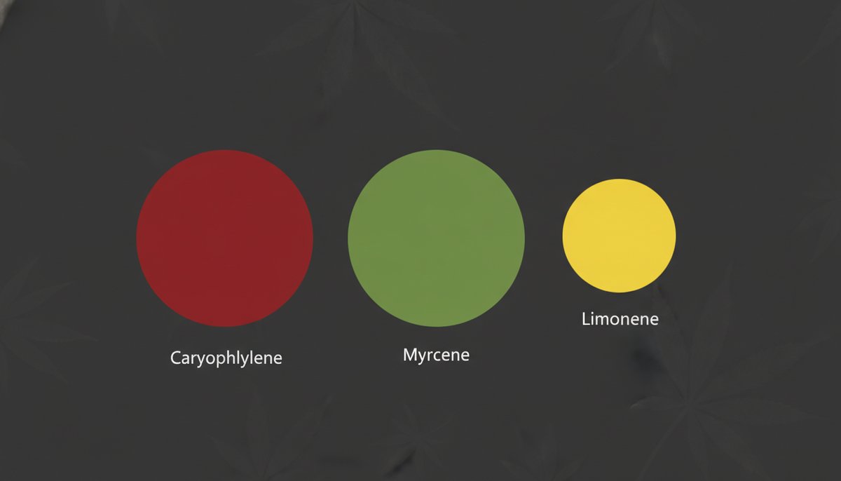 Chemdawg Strain 2 Chemdawg terpene profile showing Caryophyllene in red, Myrcene in green, and Limonene in yellow