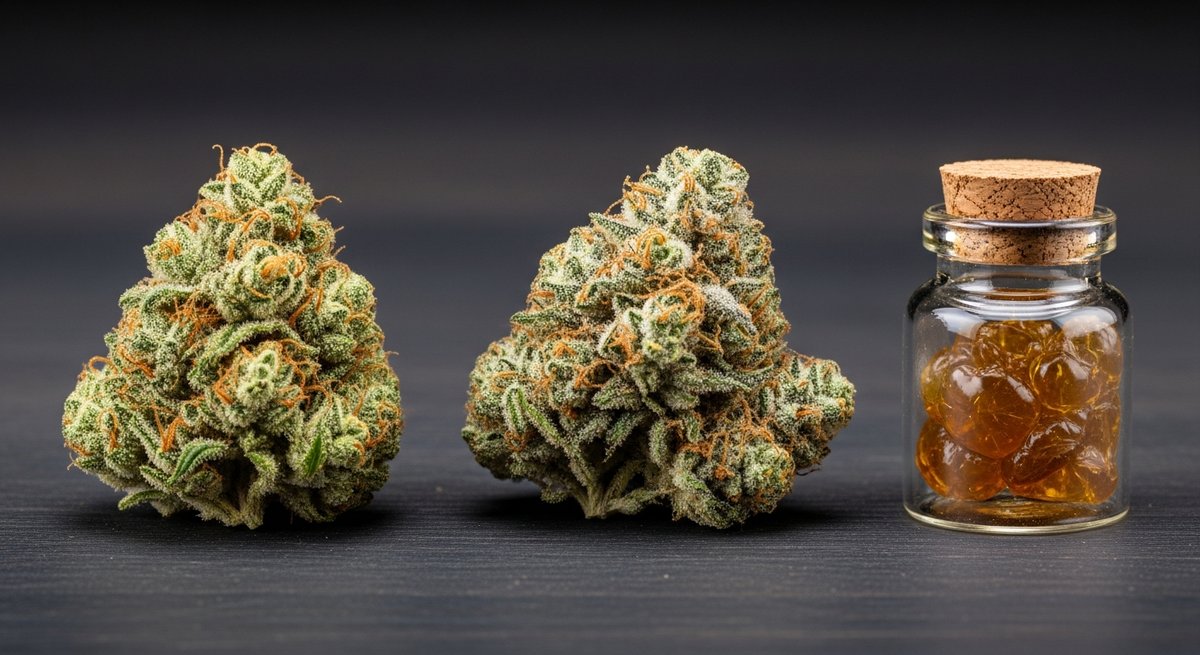 Hindu Kush strain vs Afghan Kush strain — Which Is Right for You? 5 Side-by-side comparison of Hindu Kush and Afghan Kush buds highlighting differences in resin density and bud structure