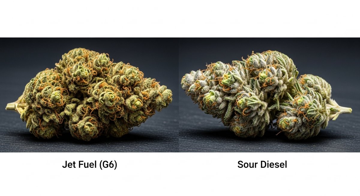 Featured image for “Jet Fuel strain vs Sour Diesel strain — Which Is Right for You?”
