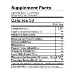CBDfx CBD Melatonin Gummies 1500mg supplement facts