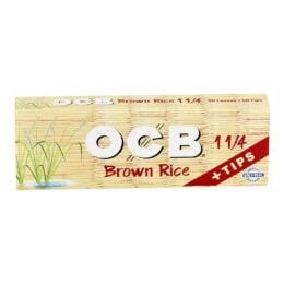 OCB Brown Rice Rolling Papers W/ Tips - 24pc Display
